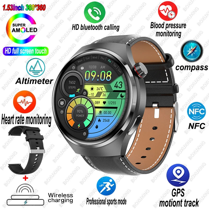 🔥 Watch 4 Pro Smartwatch 2025 – Bluetooth Calling, GPS, NFC, Heart Rate Monitor, 100+ Sports Modes, Waterproof for Men & Women