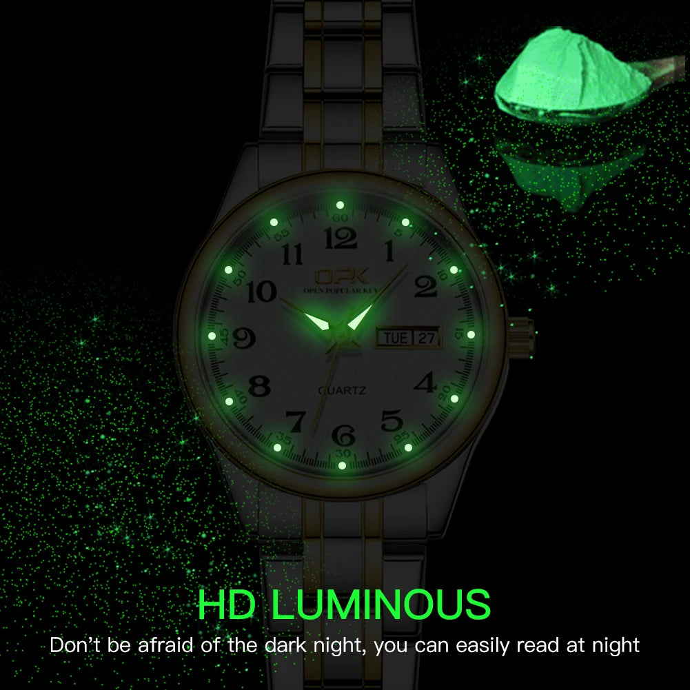 "OPK 8110 Luxury Women's Watch: Waterproof Classic Quartz with Stainless Steel Strap"