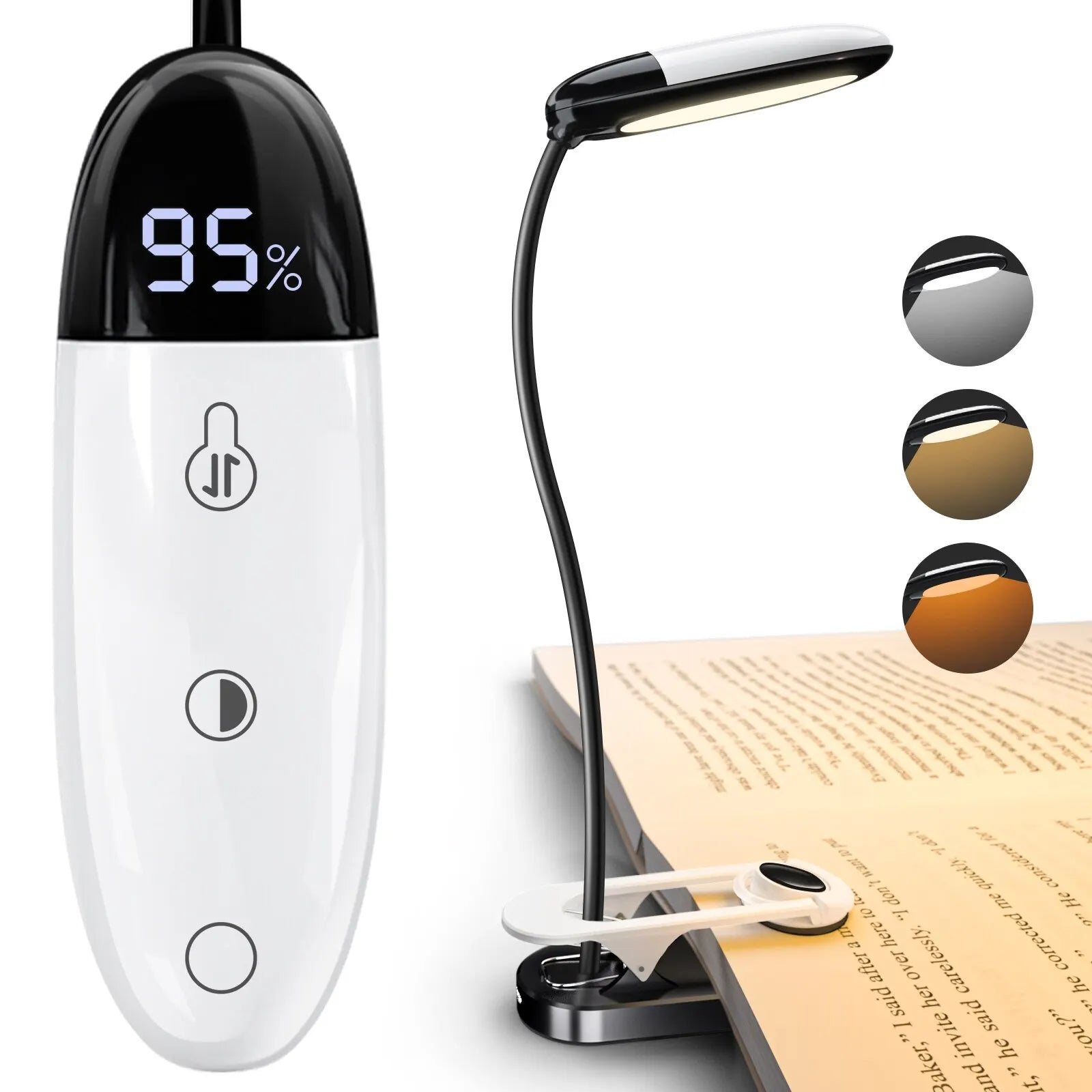Mini LED Reading Light – Clip, Rechargeable, 3 Colors & 5 Brightness Levels