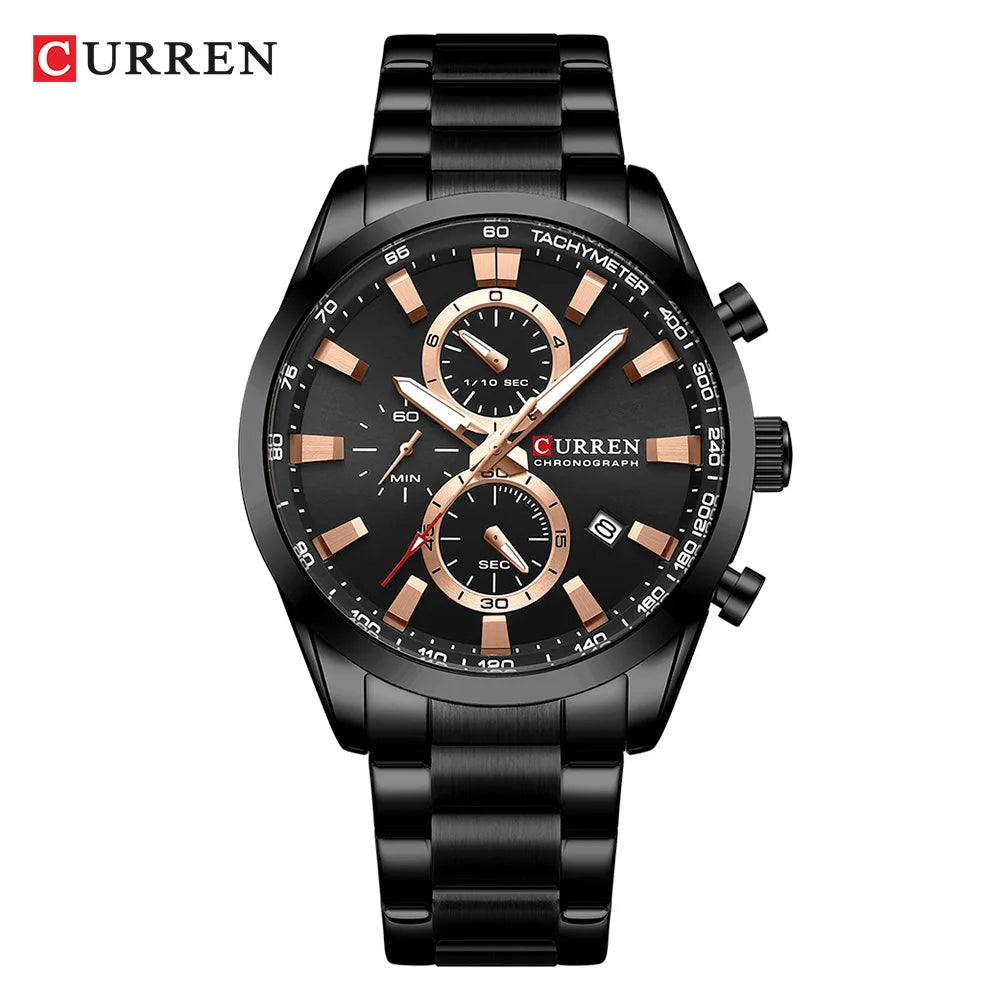 ⌚ CURREN Quartz Chronograph Watch for Men – Sport Design, Stainless Steel Bracelet & Multifunction Dial