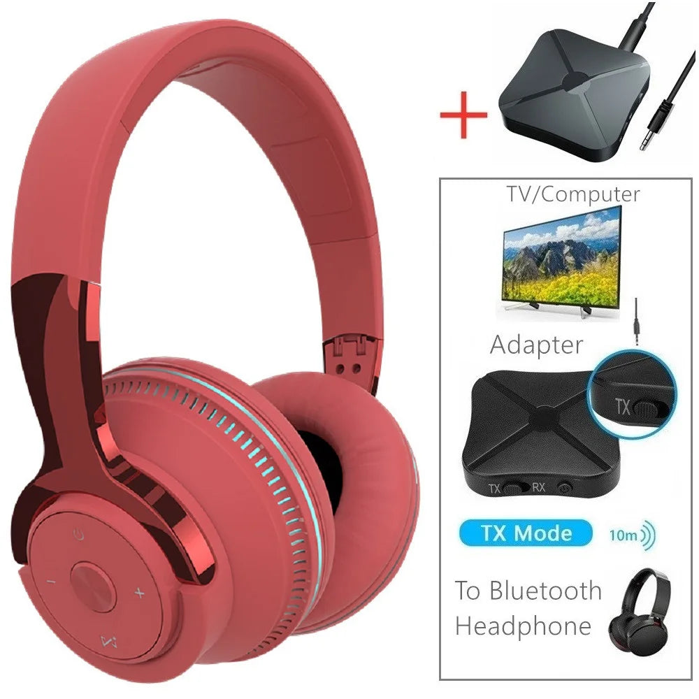 🎧 TV Bluetooth Headphones – Wireless Stereo, Noise Cancelling, Foldable with Mic & USB Adapter
